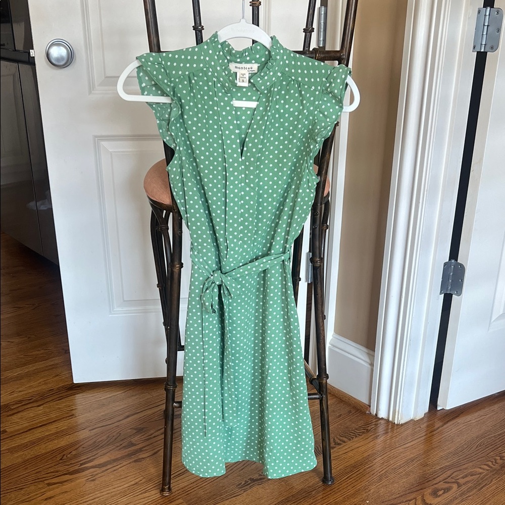 Monteau small 4/6 Green Polka Dot Dress